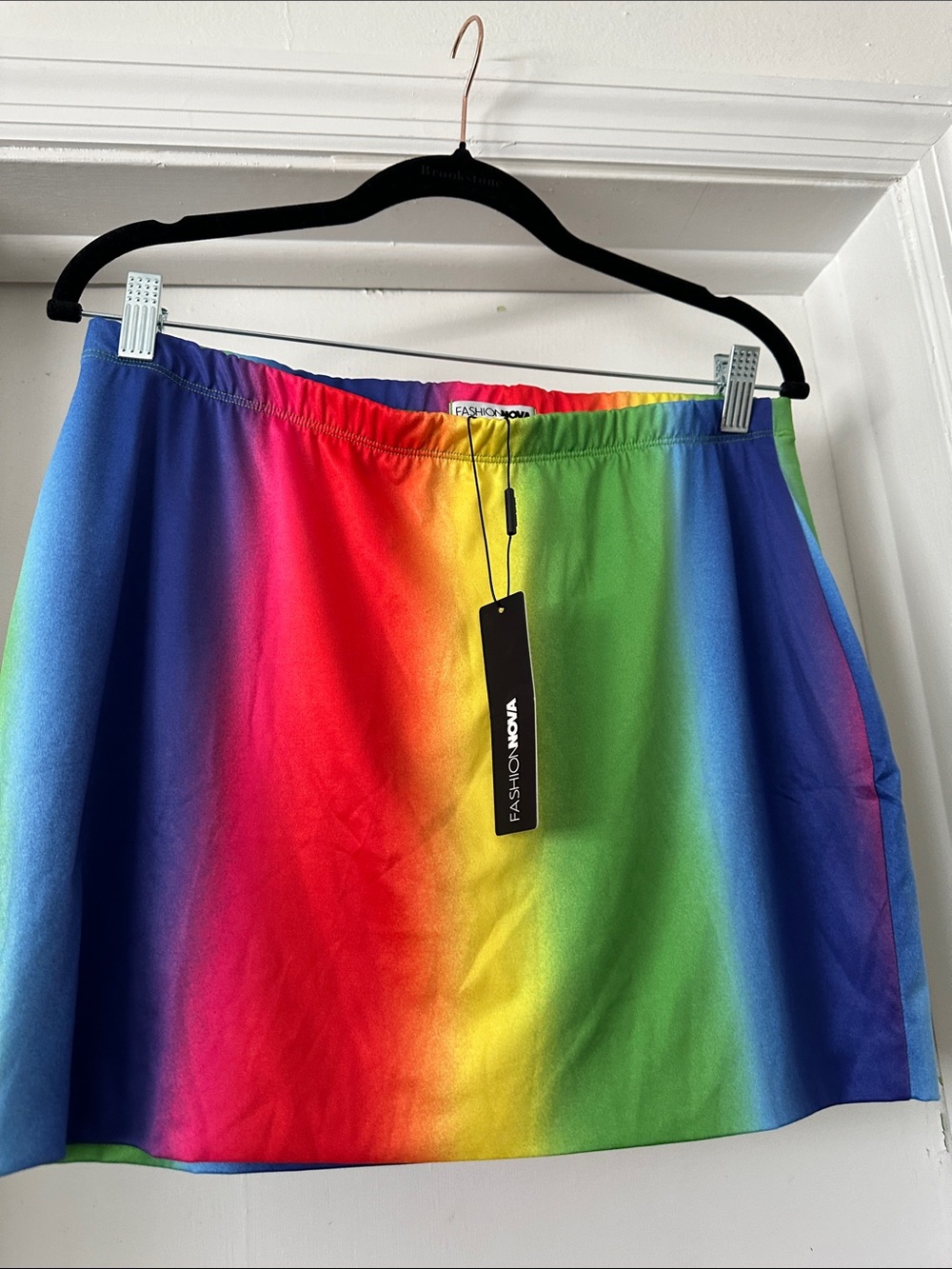 Fashion Nova Rainbow Gradient Mini Skirt in Red, Yellow, Green, Blue, Purple